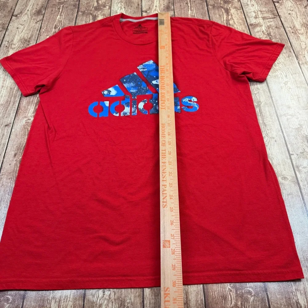 Adidas The Go-To Performance Tee Mens Large Red Climalite Graphic Logo Shirt